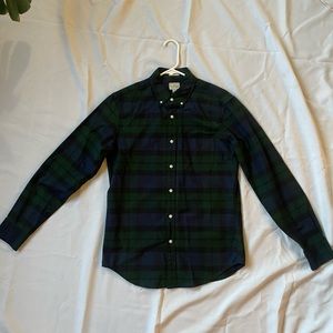 J Crew Green Plaid Oxford Size Small